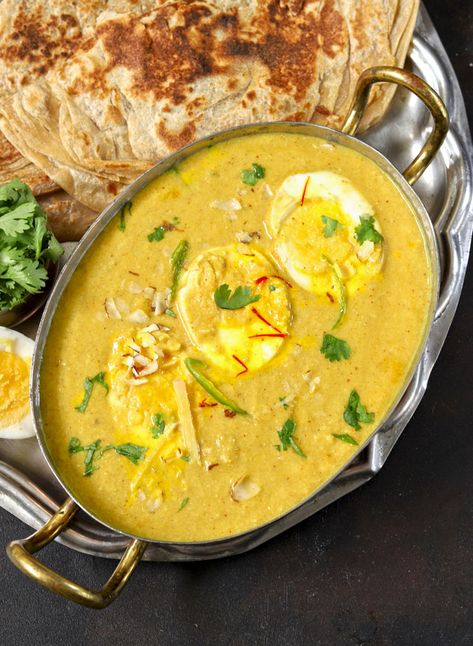 Mughlai Egg Curry Recipe - Fun FOOD Frolic Egg Curry Recipe Indian, Indian Main Course, Egg Curry Recipe, Kachumber Salad, Turkey Curry, Creamy Eggs, Main Course Dishes, Egg Curry, Ginger Nut