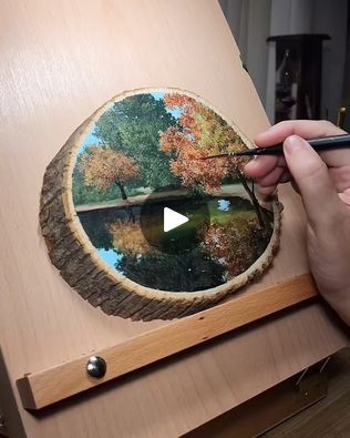 2.9M views · 53K reactions | Paintings on wood slices for magical results! | Paintings on wood slices for magical results! | By Art & PaintingFacebook Cutout Painting, Circle Coasters, Paintings On Wood, Woodburning Projects, Watercolor Pictures, Wood Circles, Art Interior, Rock Painting Art, Tree Bark