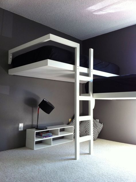 Gaming Loft, Ikea Kura Hack, Kura Hack, Bed Setup, Twins Bedroom, Custom Bunk Beds, Bed Inspiration, Bunk Bed Ideas, Modern Bunk Beds