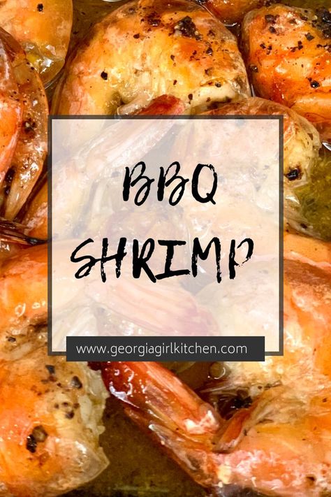 BBQ SHRIMP  BBQ Shrimp is a fast, easy, delicious recipe! Peppery fresh shrimp baked in a buttery sauce.  Make sure you have lots of crusty bread to soak up all the sauce!  #georgiagirlkitchen #bbqshrimp #shrimprecipes #easyrecipes #easydinnerrecipes Bbq Shrimp Appetizer, Broil Shrimp In Oven, Barbecue Shrimp Recipe, Barbecue Shrimp Recipe New Orleans, Bbq Shrimp Recipe, Barbeque Shrimp, Broiled Shrimp, Shrimp Bbq Recipes, Louisiana Cooking