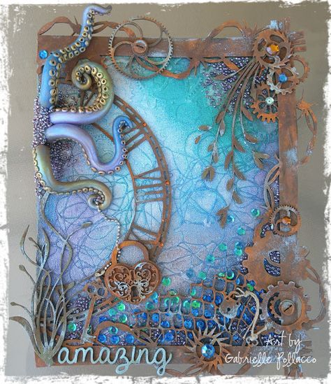 Steampunk Mixed Media, Dusty Attic, Altered Canvas, Mixed Media Art Techniques, Mixed Media Art Canvas, Mixed Media Crafts, Mixed Media Tutorials, Mixed Media Techniques, Painting Media