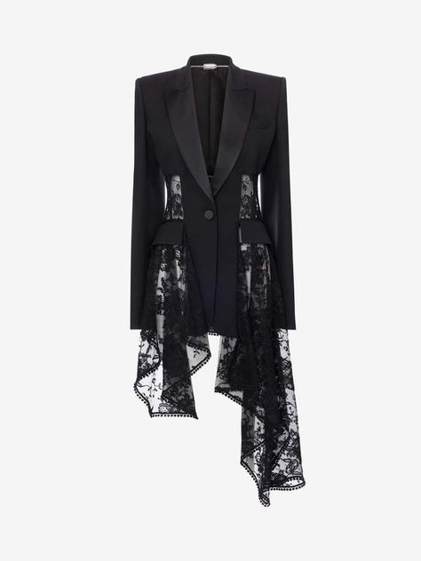 #affiliatead -- Alexander Mcqueen Lace Drape Corset Jacket -- #chic only #glamour always Corset Jacket, Alexander Mcqueen Jacket, Alexander Mcqueen Fashion, Mcqueen Fashion, Black Dress Outfits, Lace Jacket, Elegantes Outfit, Kebaya, Wool Blazer