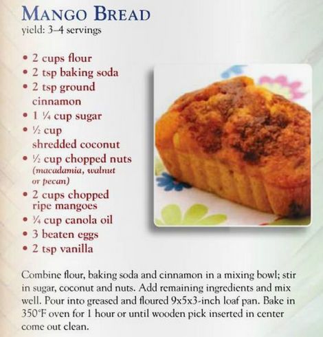 Mango Bread Recipe Hawaii, Mango Pound Cake Recipe, Mango Bread Recipe, Bread Varieties, Mango Bread, Hawaiian Foods, Mango Recipe, Hawaiian Desserts, Mango Tart