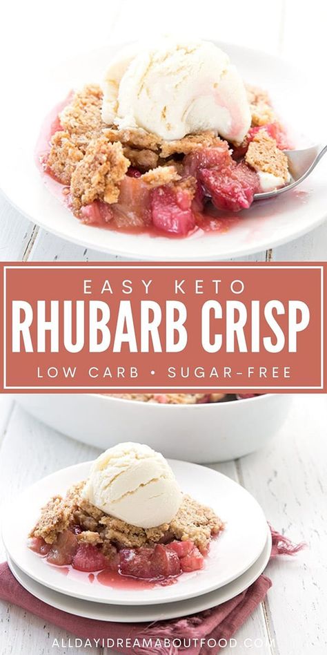 Sugar Free Rhubarb Crisp, Keto Rhubarb Desserts, Keto Rhubarb Recipes Easy, Keto Rhubarb Crisp, Healthy Rhubarb Recipes Sugar Free, Low Sugar Rhubarb Recipes, Keto Rhubarb Recipes, Sugar Free Rhubarb Recipes, Rhubarb Keto