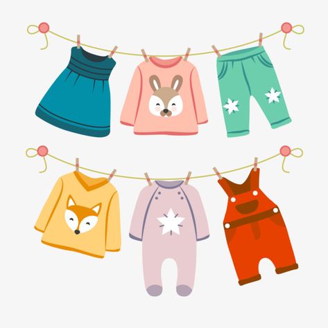 Clothes Cartoon Images, Baby Shop Logo, Vector Clothes, Cartoon Clothes, Clothes Cartoon, Clothes Illustration, Baby Layouts, Mother Images, Cartoon Clothing