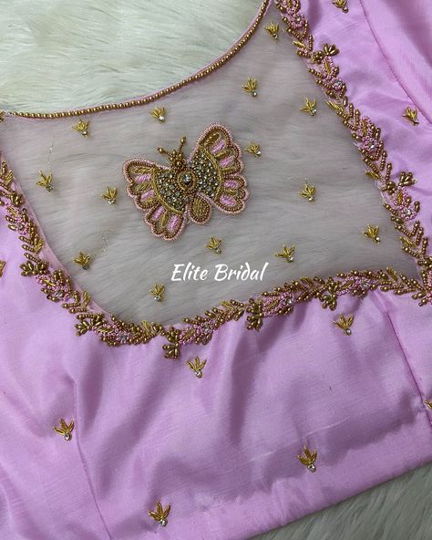 Beautiful customised Network Blouse any Elite Bridal 🌸✨ Net Cloth Blouse Designs, Magam Work Designs, Green Blouse Designs, Magam Work, Maggam Blouse, Mirror Work Blouse, Birds Embroidery Designs, Computer Work, Hand Work Blouse