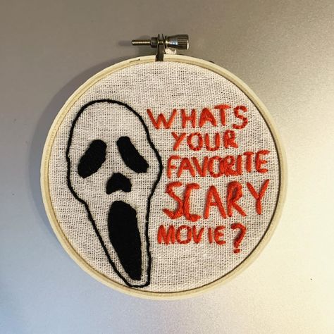 Ghost Face Embroidery, Ghostface Embroidery, Film Embroidery, Horror Embroidery, Movie Embroidery, Clothes Embroidery, Clothes Embroidery Diy, Embroidery Diy, Scream Movie