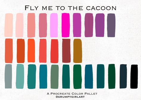 Vintage Eclectic Color Palette, Maximalist Color Palette, 30 Color Palette, Procreate Swatches, Unique Color Palette, Colorful Closet, Procreate Palette, Color Palette Design, Color Crush