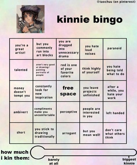 Identity V The Painter Kinnie Bingo Kinnie Bingo Idv, Idv Kin Bingo, Painter Idv, Kinnie Bingo Enstars, Kinnie Bingo Evangelion, Kenji Bsd Kinnie Bingo, Kinne Bingo Genshin Impact, Chuuya Bingo Kin, Bingo