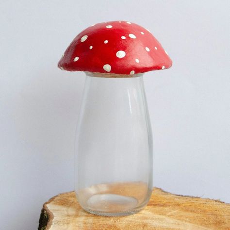 mushrooms,cottagecore,decor,etsy Diy Cottagecore Decor, Cottagecore Furniture, Mushroom Bottle, Mushrooms Cottagecore, Mushroom Jar, Cottagecore Gifts, Mushroom Crafts, Diy Bowl, Kitchen Plate