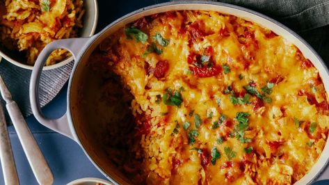 Mexican Rice Casserole Recipe | Ree Drummond | Food Network Pioneer Woman Mexican Rice, Crockpot Mexican, Mexican Rice Casserole, Mexican Chicken And Rice, Canning Whole Tomatoes, Rice Casserole Recipes, Rice Recipes For Dinner, Food Network Canada, Crowd Pleasing Recipes