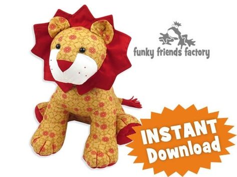 Larry the Lion INSTANT DOWNLOAD Sewing Pattern PDF Soft Toy Sewing Pattern, Memory Bears Pattern, Lion Toys, Toy Sewing, Keepsake Bear, Soft Toy Patterns, Animal Sewing Patterns, Free Toys, Sewing Stuffed Animals