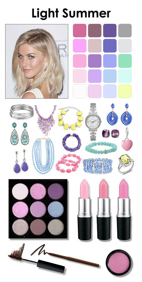 light summer  blonde haired  color palette for  makeup & jewelry along with clothing colors Light Summer Style, Makeup Types, Color Analysis Summer, Summer Skin Tone, Light Summer Color Palette, Summer Color Palettes, Soft Summer Color Palette, Soft Summer Colors, Summer Makeup Looks