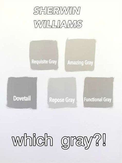 BEST SHERWIN WILLIAMS GRAY FOR OUR LIVING ROOM FROM REQUISITE GREY, AMAZING GRAY, DOVETAIL, REPOSE GRAY, FUNCTIONAL GRAY Sherwin Williams Grey, Sherwin Williams Requisite Gray, Living Room Decor Grey, Requisite Gray, Amazing Gray, Sherwin Williams Gray, Greige Paint Colors, Greige Paint, Repose Gray