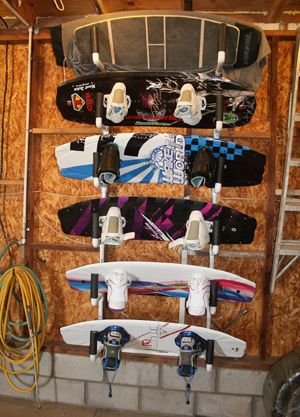 How To: Building PVC Board Racks Waterski Storage, Lake Storage, Wakeboard Storage, Ski Racks, Skateboard Storage, Storage Ideas For Garage, Pvc Crafts, Wakeboard Rack, Ideas For Garage