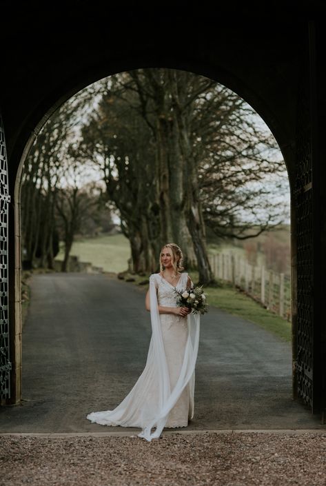 Wedding dress for Borthwick Castle wedding phot by https://www.enchantedbrides.photography/ Borthwick Castle, Castle Photography, Bride And Groom Outfits, Bespoke Wedding Dress, Scotland Wedding, Groom Outfit, Castle Wedding, Champagne Color, Beautiful Dress