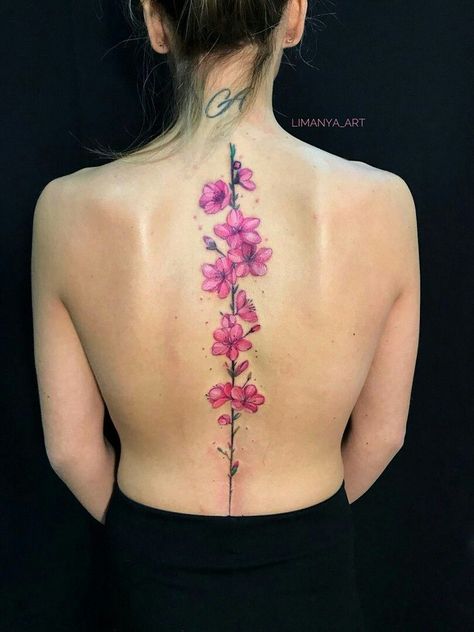 Tattoo Espalda Mujer, Flower Tats, Indian Feather Tattoos, Flower Spine Tattoos, Red Dragon Tattoo, Flower Tat, Wrist Tattoo Ideas, Vegan Tattoo, Spine Tattoos For Women