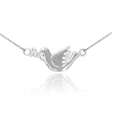 High Polish 925 Sterling Silver Peace Dove with Olive Branch Pendant Necklace 18 *** Read more  at the image link. Dove With Olive Branch, Dove Pendant, Dove Necklace, Dove Bird, Symbol Of Peace, The Dove, White Gold Necklace, Peace Dove, Bird Necklace