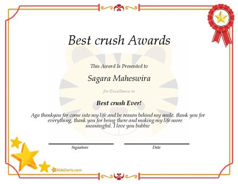 Best crush Awards - Best crush Ever! Best Boyfriend Award, Certificate Maker, Award Certificates, Best Boyfriend, Give It To Me, Create Your, Quick Saves