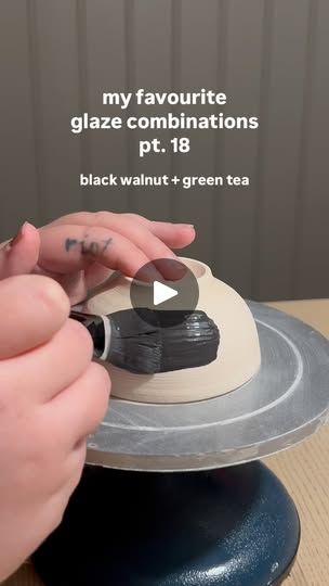 32K views · 3K reactions | one of the most perfect pairings there is 🤎

glazes used:
🌰 black walnut by @maycocolors 
🍵 green tea by @maycocolors 

firing temp:
❤️‍🔥 cone 6

clay body:
🏺 g&s 254

#ceramics #pottery #potteryglazing #ceramicglaze #glazecombinations | frida Glaze Painting, Gold Sharpie, Glaze Combos, Glaze Paint, Pottery Glazes, Pottery Crafts, Ceramics Pottery, Glazes For Pottery, Pottery Mugs