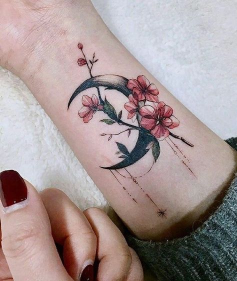 tattoo inspo Crescent, Flower Tattoo, Tattoo Ideas, Moon, Tattoos, Flowers, Instagram