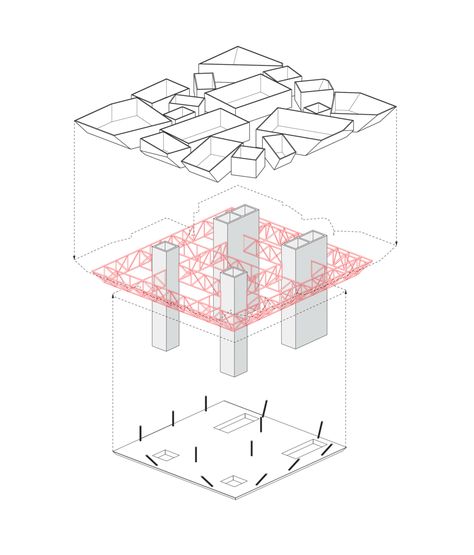 15---Structural-Diagram-(Sl.gif (1000×1172) Structural Diagram, Building Analysis, Tectonic Architecture, Axonometric View, Structural Model, Landscape Architecture Diagram, Architectural Diagrams, Architecture Diagram, Central Hall