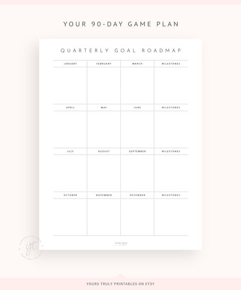 Quarterly Planner, 90-Day Goal Planner Template, Quarterly Review Insert, 3 Months Planner Printa... Printable Goal Tracker, Goal Planner Template, Months Planner, Quarterly Review, Quarterly Planner, Free Planner Templates, Weekly Planner Free Printable, Planner Writing, Routine Chart