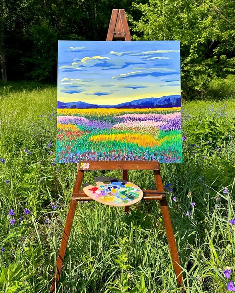 #acrylic #acrylicpainting #art #artist #painting #sunset #sunrise #flowers #flowerfields #meadow #aesthetic Meadow Aesthetic, Sunrise Flowers, Landscape Acrylic Painting, Landscape Acrylic, Painting Sunset, Sunset Sunrise, Artist Painting, Art Artist, Acrylic Painting