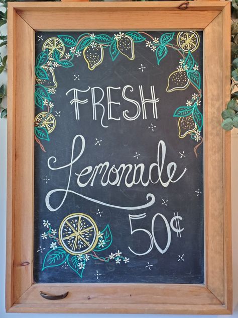 Lemonade Chalkboard Art, Lemonade Chalkboard Sign, Lemonade Sign, Blackboard Art, Chalk Sign, Chalkboard Signs, Chalkboard Art, Lemonade, Art Boards