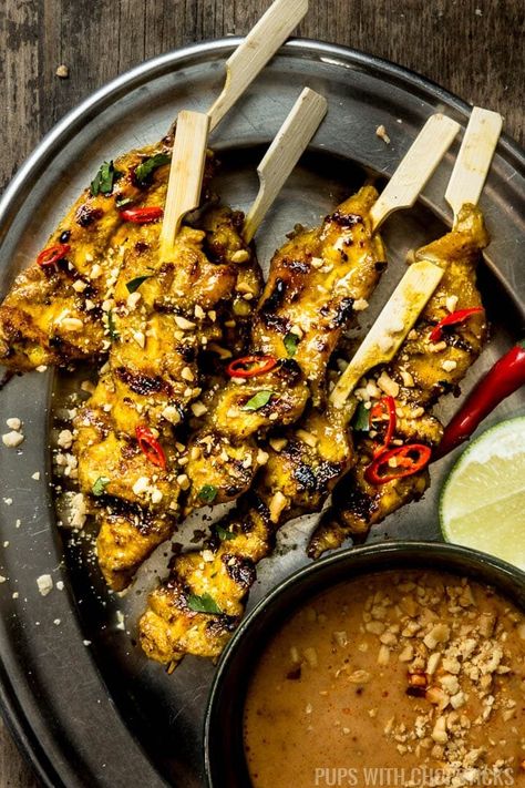 Chicken Satay With Peanut Sauce, Thai Chicken Satay, Chicken Satay Recipe, Satay Recipe, Asian Fusion Recipes, Crab Salad Recipe, Chinese Bbq Pork, Peanut Sauce Recipe, Asian Beef