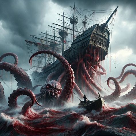 Kraken Art, Eldritch Horror, Sea Serpent, Deep Sea Creatures, Pixel Art Characters, Art Fantasy, Creature Feature, Matte Painting, February 1