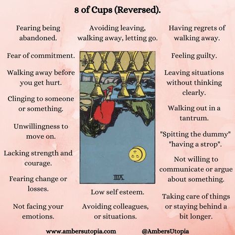 A description and list of what the 8 of Cups means within the Tarot deck, from the suit of cups.

#tarot #8ofcups #suitofcups 8 Of Cups Reversed Tarot Meaning, Eight Of Cups Tarot Meaning Reversed, Eight Of Cups Reversed, 8 Cups Tarot Meaning, 8 Of Cups Reversed, 8 Of Cups Tarot Meaning, Eight Of Cups Tarot Meaning, 8 Of Cups Tarot, Suit Of Cups Tarot