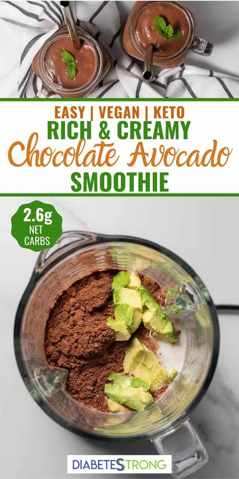 Chocolate Avocado Smoothie, Avocado Smoothie Recipe, Chocolate Smoothie Recipes, Vegan Smoothie Recipes, High Protein Desserts, Low Carb Low Fat Recipes, Chocolate Avocado, Coconut Milk Recipes, Boiled Egg Diet Plan