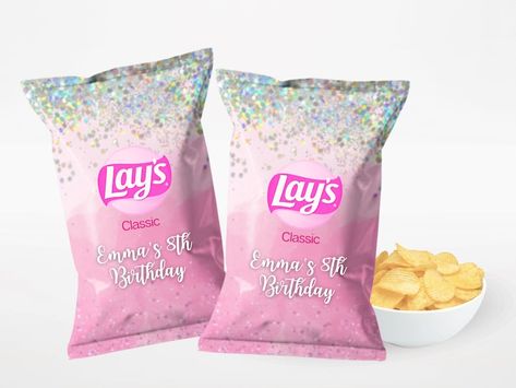 Birthday Chip Bags, Planet Birthday, Glitter Birthday Parties, Astronaut Birthday, Outer Space Party, Girls Party Decorations, Pink Basket, Feb 25, Outer Space Birthday