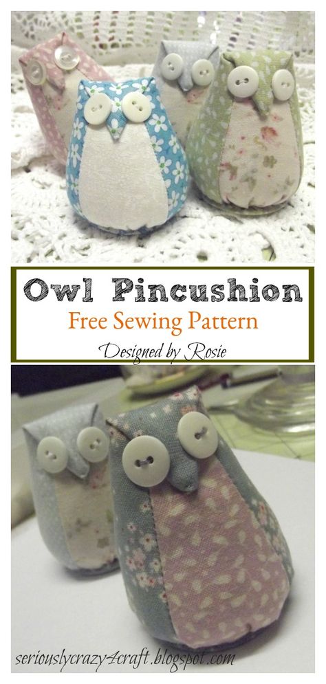 Owl Pincushion Free Sewing Pattern #startsewingfreepattern #easysewingprojects #pincushions Free Sewing Toys Patterns, Easy Pincushion Patterns Free, Pincushions To Make Ideas, Pincushions Patterns Free, Animal Pin Cushions Patterns, Sewcanshe Projects Free Pattern, Owl Sewing Patterns Free Printables, Owl Patterns Free Printables Sewing, Easy Animal Sewing Patterns