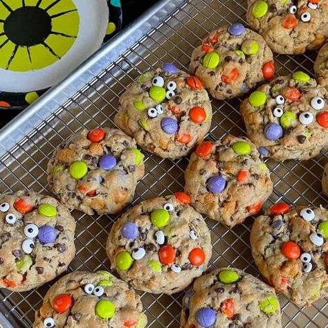 Halloween Monster Eye Cookies Recipe - Don't Sweat The Recipe Halloween Monster Cookies, Monster Cookies Recipe, Candy Eyeballs, Monster Eyes, Cookie Dough Balls, Butterscotch Chips, Halloween Monster, Nutrition Labels, Halloween Desserts