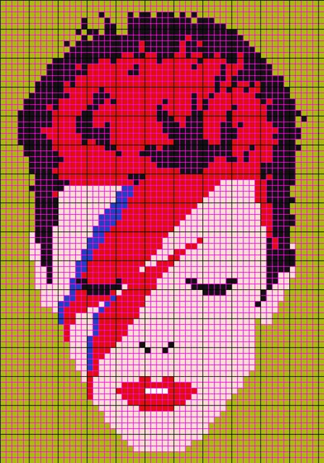 bowie 8bit Crochet Grid, Pixel Art Templates, Musical Artist, Perler Ideas, Pixel Crochet, Happy Birthday To Me, Pixel Pattern, Birthday Happy, Be Productive