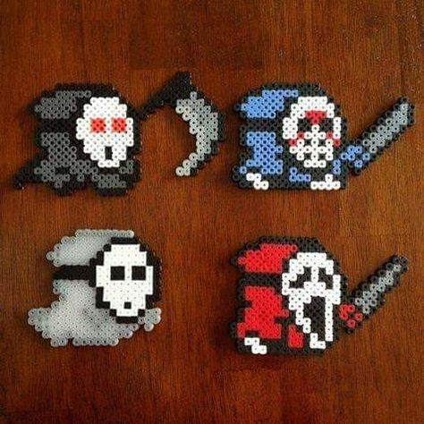 Pixel Art Horror, Pixel Art Animals, Ancient Rome Projects, Hama Art, Halloween Rave, Pearl Beads Pattern, Perler Ideas, Bead Projects, Iron Beads