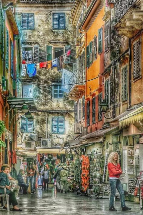 Korfu, Greece Mia Vibes, Corfu Town, Corfu Island, Corfu Greece, City People, Time Photography, Greek Culture, Inner City, Corfu