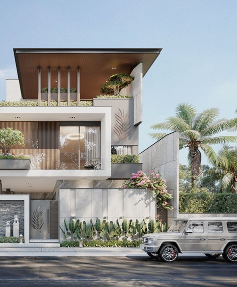 Villa Facade Design, House Structure Design, Modern Bungalow Exterior, Architecture Portfolio Layout, Luxury Exterior, Small House Elevation, Architecture Portfolio Design, Contemporary House Exterior, Small House Elevation Design