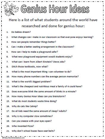 Ideas for Genius Hour                                                                                                                                                                                 More Genius Hour Ideas, Genius Hour Elementary, Genius Hour Projects, Inquiry Learning, Genius Hour, To Do List Printable, Inquiry Based Learning, Gifted Education, Personalized Learning