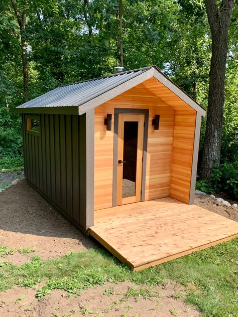 Modern Sauna Design Outdoor, Mini Sauna Outdoor, Scandinavian Sauna Outdoor, Wood Fired Sauna Outdoor, Diy Sauna Outdoor, Outdoor Sauna Ideas Backyards, Outdoor Sauna Ideas, Trailer Sauna, Modern Outdoor Sauna