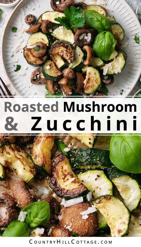 Mushroom Side Dish Recipes, Roasted Zucchini Recipes, Zucchini And Mushrooms, Oven Roasted Zucchini, Easy Veggie Side Dish, Spaghetti Squash Recipes Easy, Vegetarian Side Dish, Mushroom Side Dishes, Zucchini Side Dishes