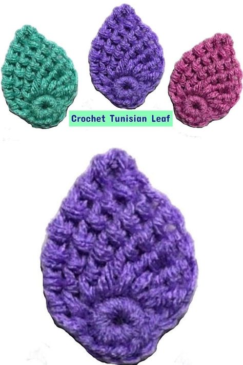 Tunisian Crochet Leaf, Tunsinian Crochet, Leaf Crochet, Crochet Tunisian, Crochet Appliques, Crochet Leaf Patterns, Beginners Crochet, Easy Crochet Patterns Free, Crochet Leaves