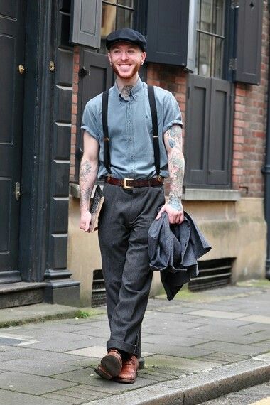 http://fashionfinder.asos.com/mens-looks/london-street-style-96778 London Street Style Men, Suspenders Men Fashion, Leather Suspenders Men, Vintage Fashion Style, Vintage Outfits Men, Mens Fashion Vintage, Mens Fashion Casual Shoes, Mens Fashion Casual Winter, Suspenders Men