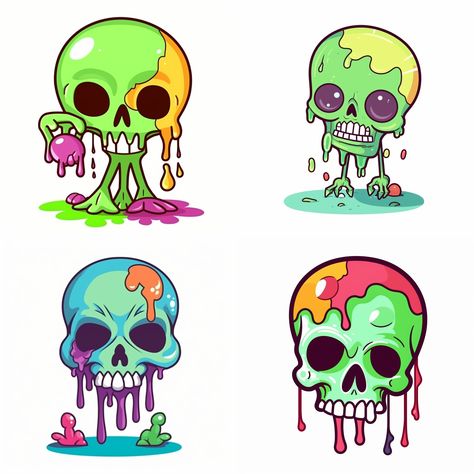 Cartoon Skull Drawing, Cute Simple Cartoon, Skeleton Cartoon, Sticker Sketch, Cartoon Zombie, Cartoon Skeleton, Blox Fruit, Cartoon Skull, Diy Patch