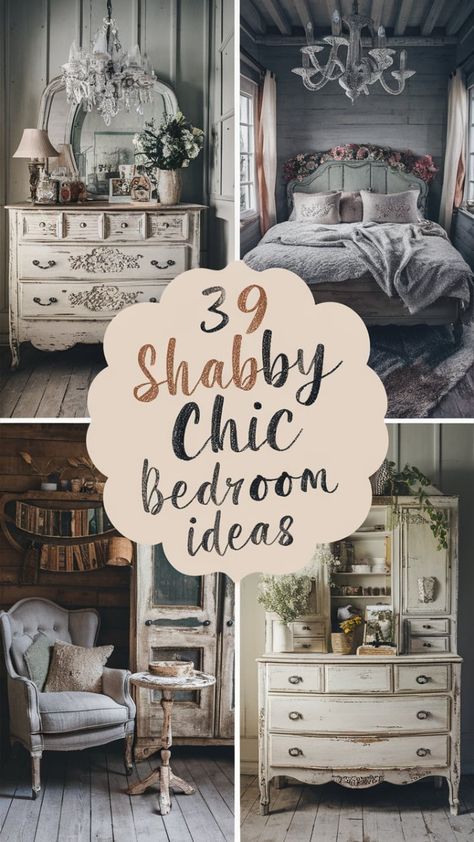 Achieve a beautiful shabby chic look without spending a fortune with these 39 budget-friendly ideas. Shabby Chic Bedrooms Curtains & Drapes, Shabby Chic Twin Bed Ideas, Blue And White Shabby Chic Bedroom, Shabby Chic Nightstand Ideas, Shabby Chic Cottage Decor, French Shabby Chic Bedrooms Vintage, Simple Shabby Chic Bedrooms, French Cottage Bedroom Decor, Vintage Style Bedroom Ideas