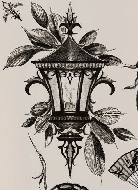 Lantern Tattoo Design, Lantern Drawing, Lamp Tattoo, Lantern Tattoo, Light Tattoo, Theme Tattoo, Thigh Piece, Creepy Tattoos, Gothic Tattoo