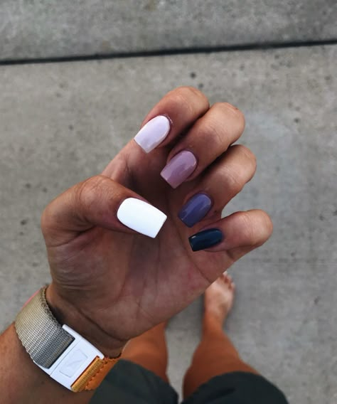 Simple Nail Designs Square, Nails Multiple Colors, Color Palette Nails, French Pedicure, Gel Pedicure, Unghie Nail Art, Milky Nails, Simple Acrylic Nails, Summer Acrylic Nails