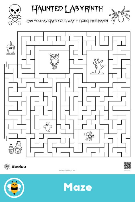 Advanced halloween-themed maze for kids ages 7 and up Maze For Kids, Halloween Maze, Labyrinth Maze, Crafts And Activities For Kids, Mazes For Kids, Printable Crafts, Halloween Activities, Halloween Printables, Screen Time